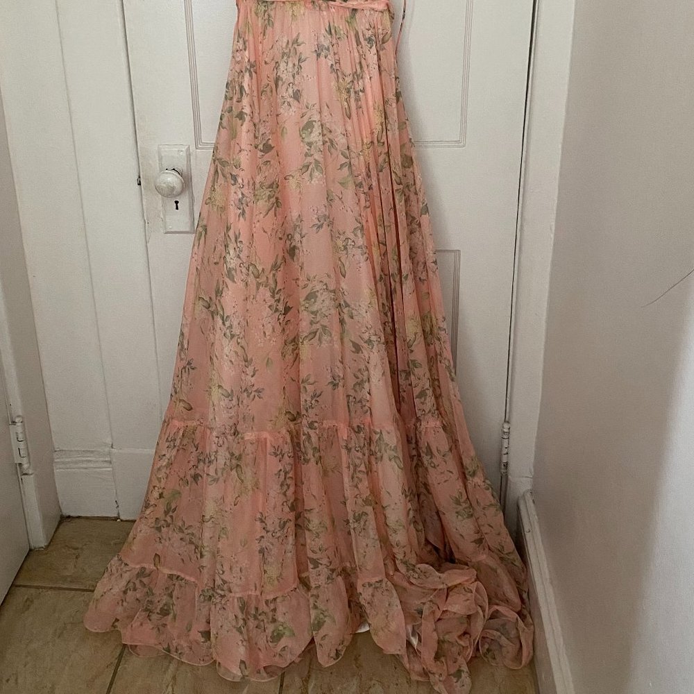 Mac Duggal Floral Pink Wedding Dress